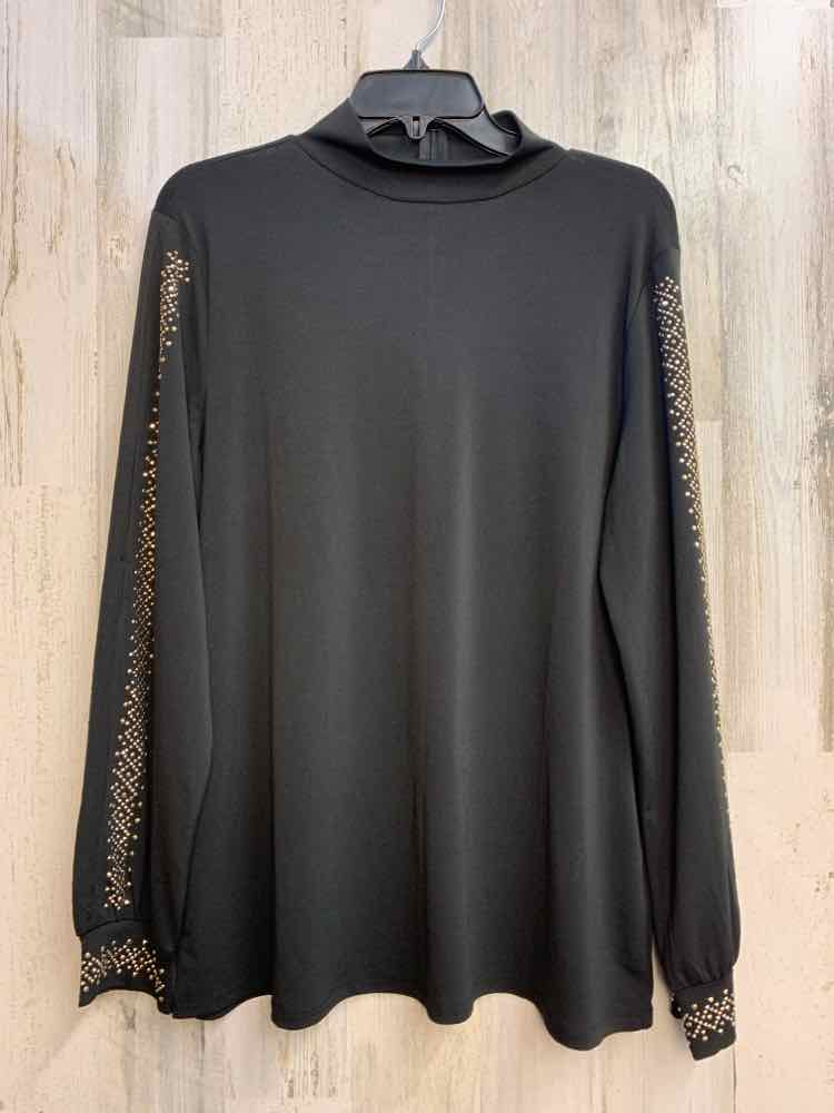 BELLDINI Tops Size L BLK/GOLD LONG SLEEVES TOP