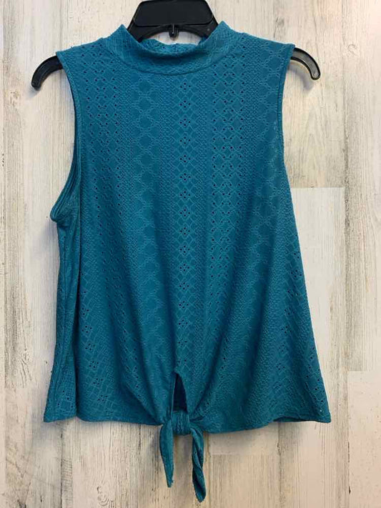 PRE-OWNED W5 Tops Size M Teal PATTERNED STRIPE SLEEVELESS TOP