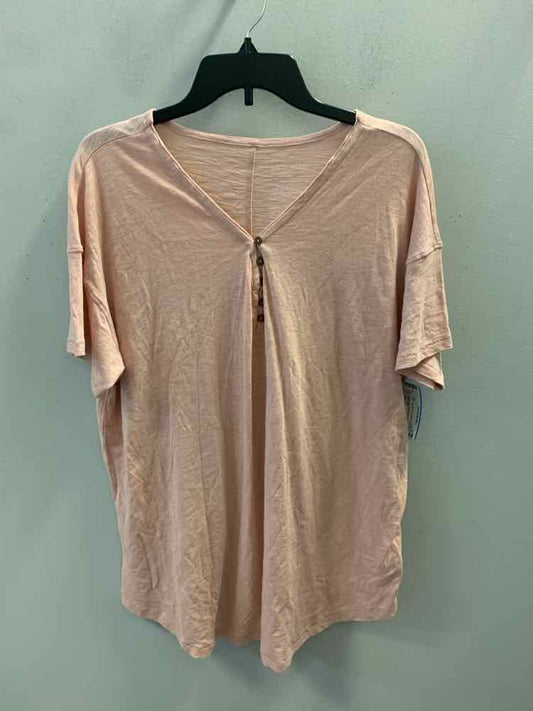 NWT KNOX ROSE Tops Size L BLUSH SHORT SLEEVES TOP