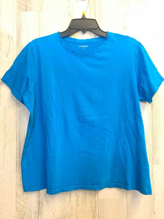 LANDS END Tops Size LP CERLEAN BLUE SHORT SLEEVES TOP