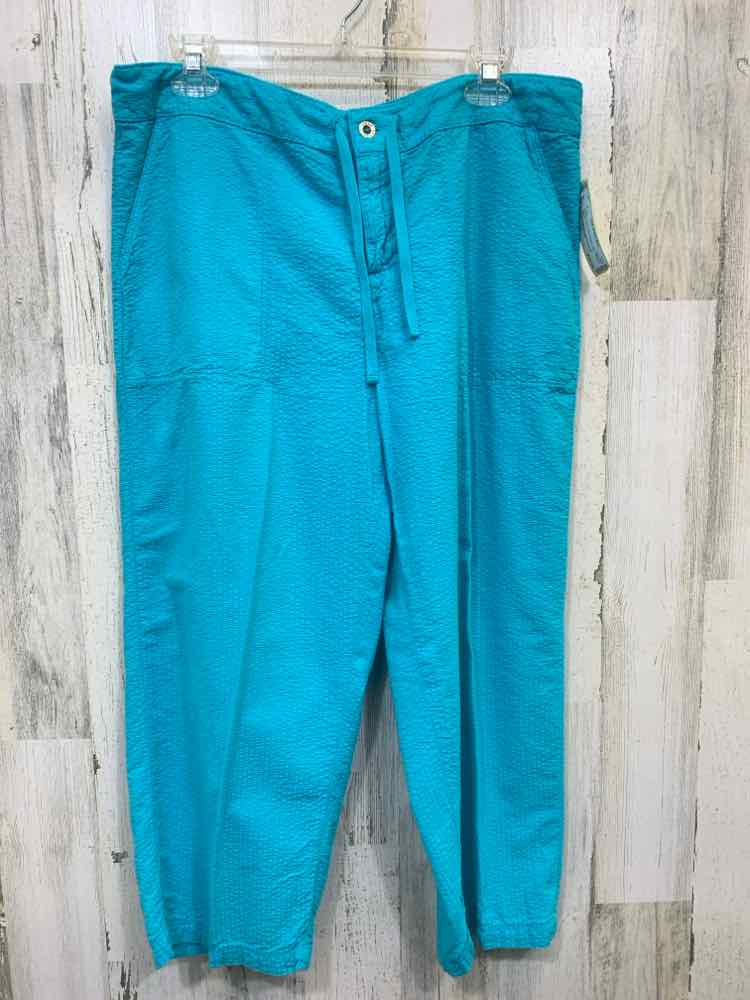 PRE-OWNED Size M FRESH PRODUCE BOTTOMS Teal CAPRI Pants/TEAL CAPRI PANTS