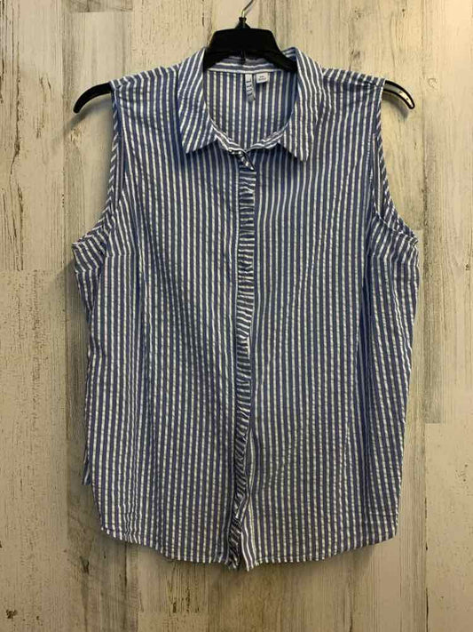 ELLE Tops Size XXL SLATE BLU/WHT Stripe SLEEVELESS Shirt