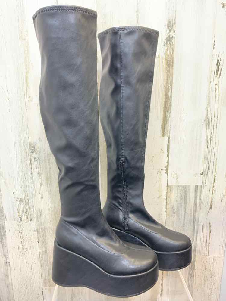 NWT WILD PAIR SHOES Shoe Size 6.5 Black Boots PLATFORM KNEE HIGH