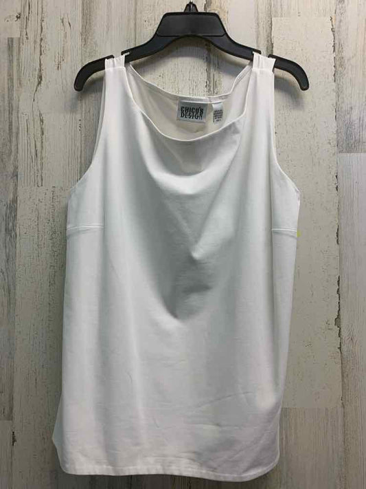 PRE-OWNED CHICO'S Tops Size 2 /L White Solid TANK TOP Tank Top