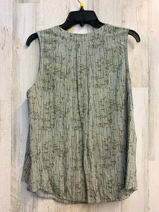 CROFT & BARROW Tops Size PXL GRN/WHT STITCHES SLEEVELESS TOP