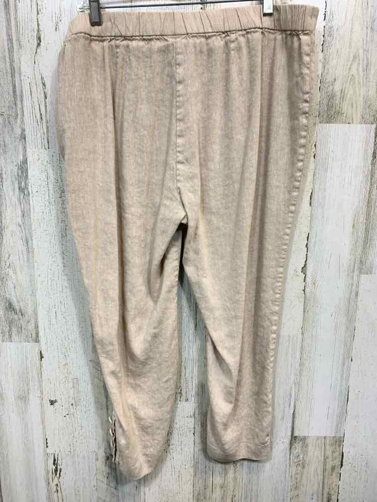 PRE-OWNED Size L J JILL BOTTOMS Tan Solid CAPRI Pants/BEIGE LINEN CAPRI PANTS/BE