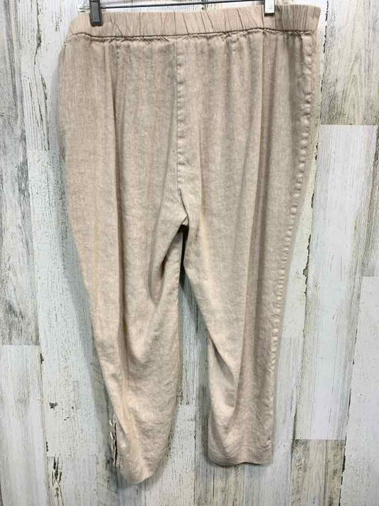PRE-OWNED Size L J JILL BOTTOMS Tan Solid CAPRI Pants/BEIGE LINEN CAPRI PANTS/BE