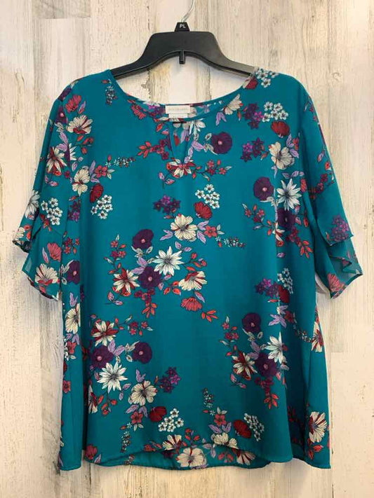 PRE-OWNED VAN HAUSEN Tops Size XL TORQ/BURGANDY/PURPLE/WHITE FLOWERS TOP/WINTER