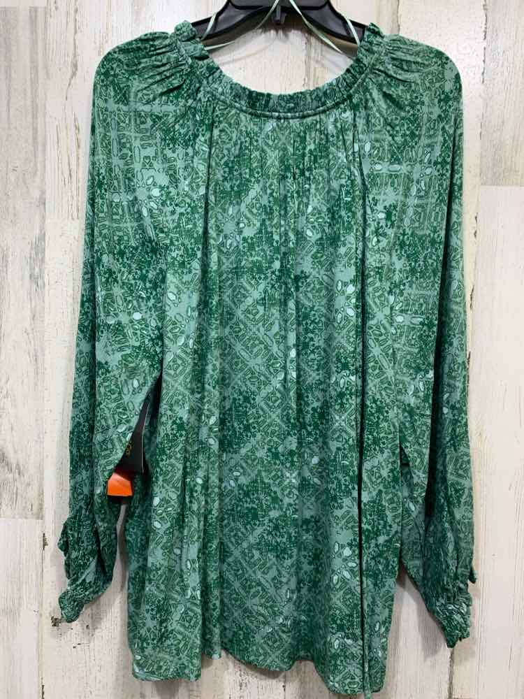NWT STYLE & CO//LONG SLEEVE GATHERED NECKLINE METALLIC STITCH ACCENT BUTTON-UP