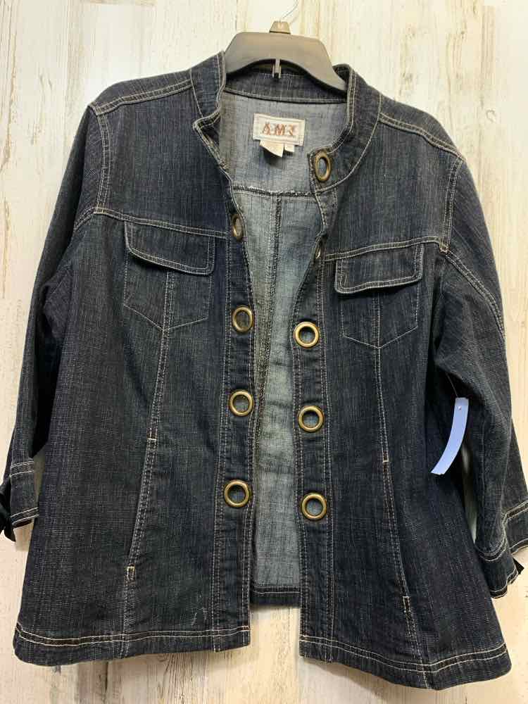 PRE-OWNED AMX JACKETS / COATS Size 1X Denim DENIM JEAN JACKET Jacket/DARK WASH D