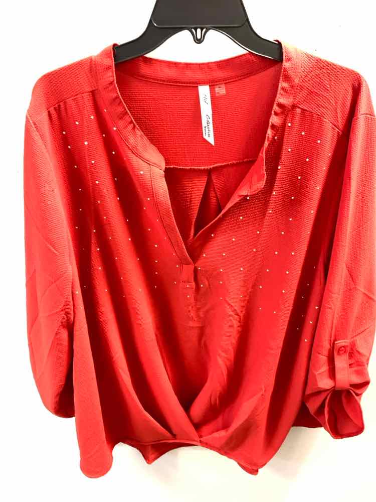 NY COLLECTION PLUS SIZES Size 3X Red TOP