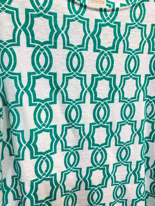 PRE-OWNED CHICO'S/GEOMETRIC PRINT 3/4 SLEEVE TEE