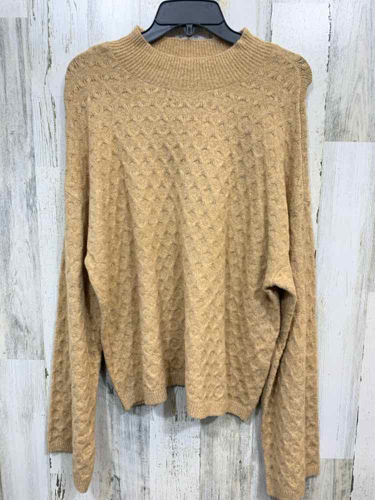 NWT ON 34TH Size L Tops BROWN WAFFLE KNIT LONG SLEEVES MOCK NECK  SWEATER