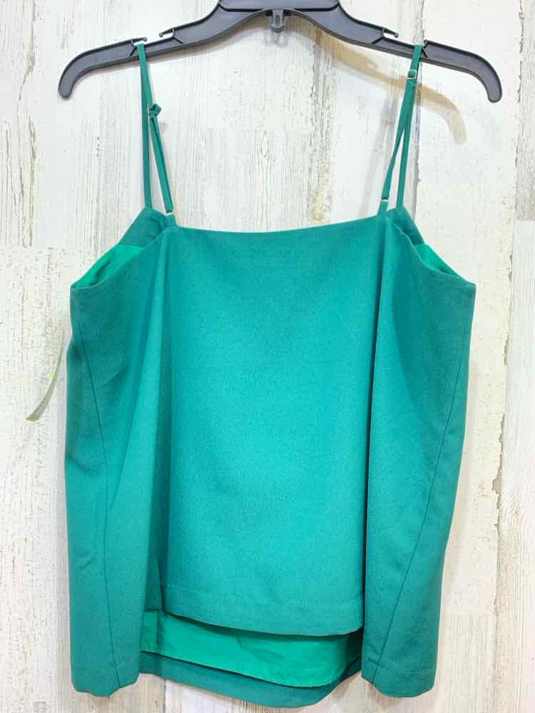 PRE-OWNED JCREW Tops Size 8 Green Solid SPAGHETTI STRAP Blouse