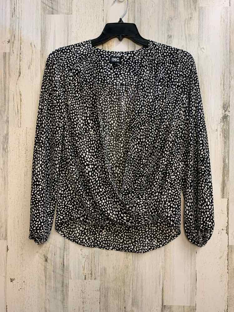 NWT INC Tops Size S BLK/WHT SPOTS LONG SLEEVES TOP