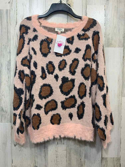 PRE-OWNED UMGEE Tops Size M PINK/BROWN/BLACK CHEETAH SWEATER Sweater/CHEETAH PRI