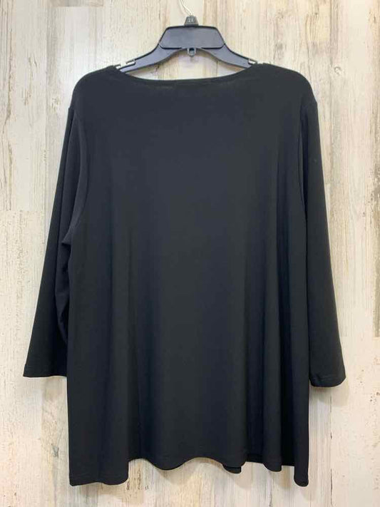SYMPLI Tops Size 16 Black ELASTIC 3/4 LENGTH ROUND NECK