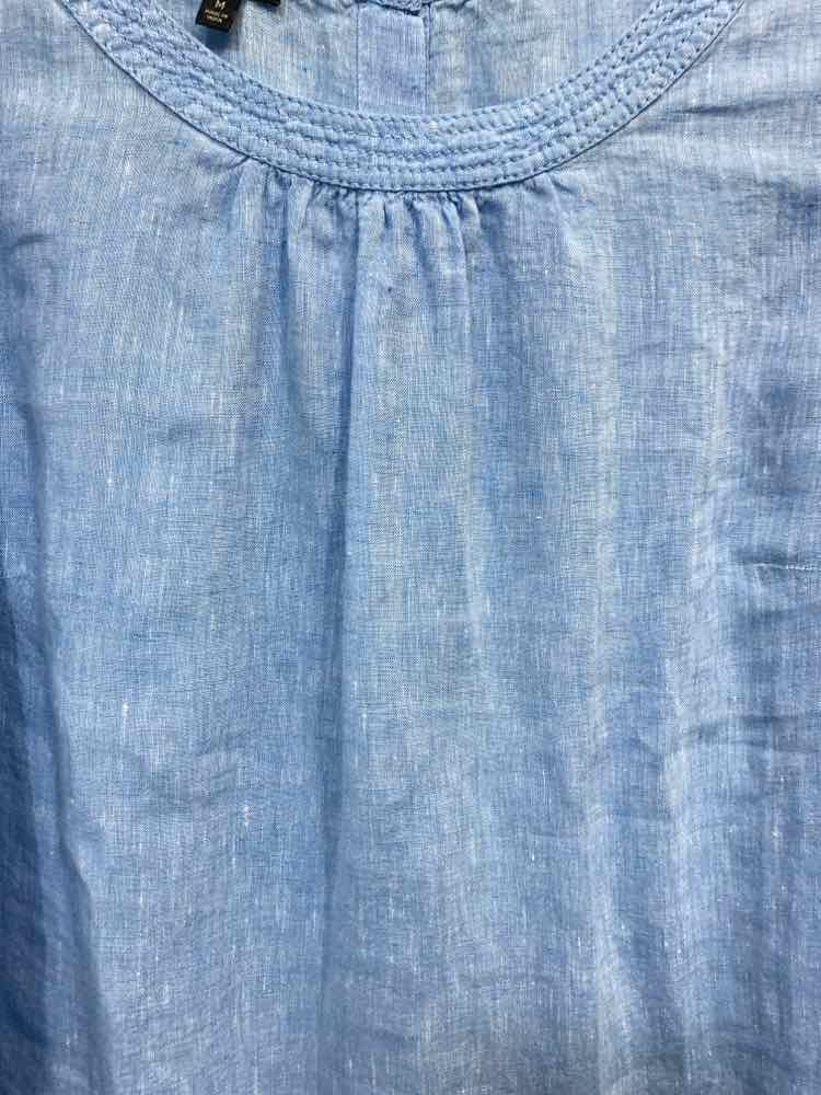 PRE-OWNED TALBOTS Tops Size M LIGHT BLUE Solid 3/4 SLEEVE Blouse/BLUE 3/4 SLEEVE