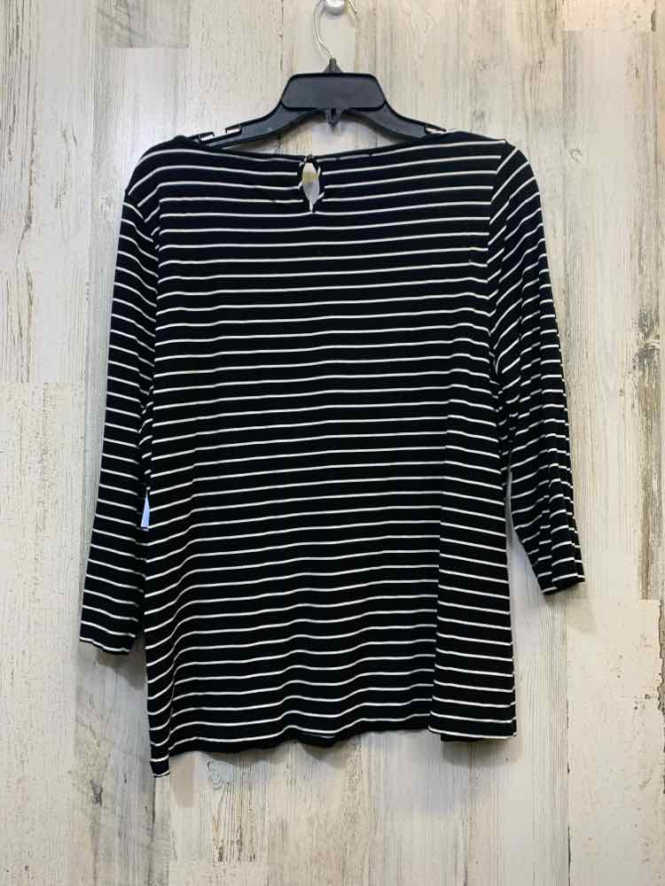 PRE-OWNED TALBOTS Tops Size XL BLK/WHT Stripe 3/4 SLEEVE /SCOOP NECKLINE/TOP