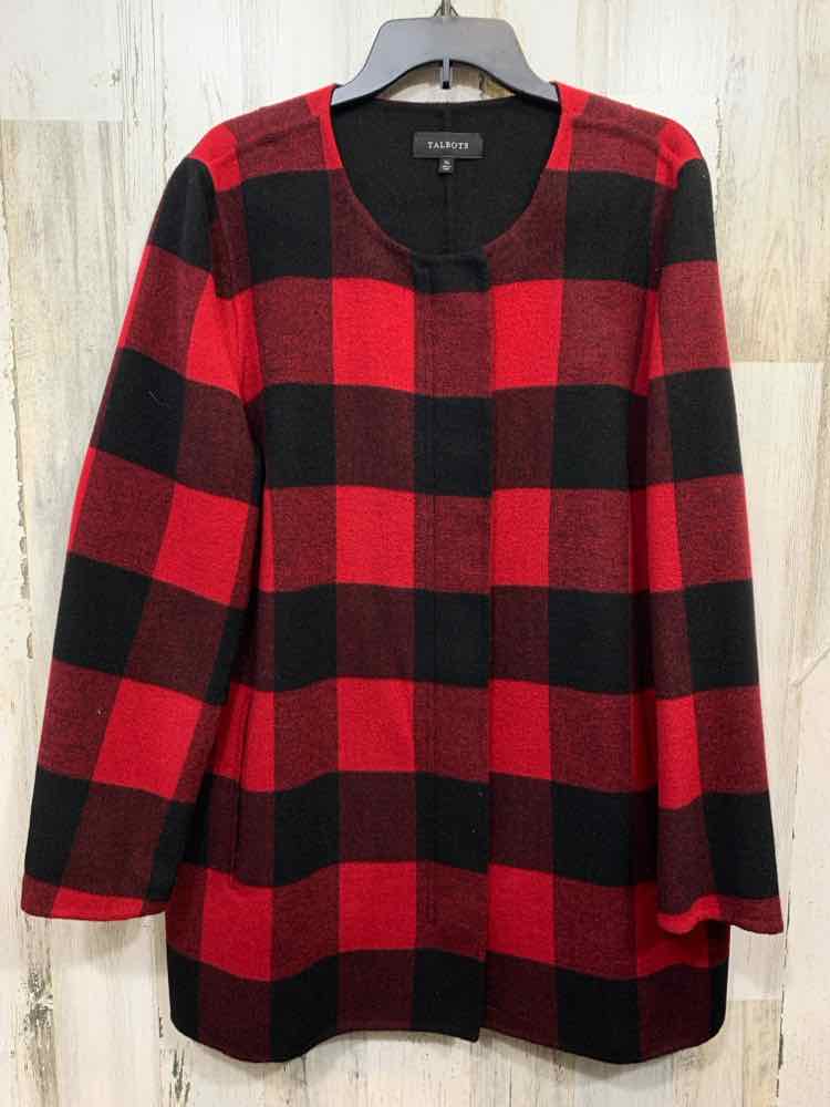 PRE-OWNED TALBOTS JACKETS / COATS Size XL BLK/RED Checkered LONG SLEEVE Jacket