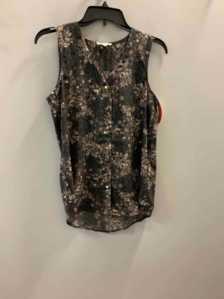 MAURICE Tops Size XS GRY/WHT/BGE Floral SLEEVELESS TOP