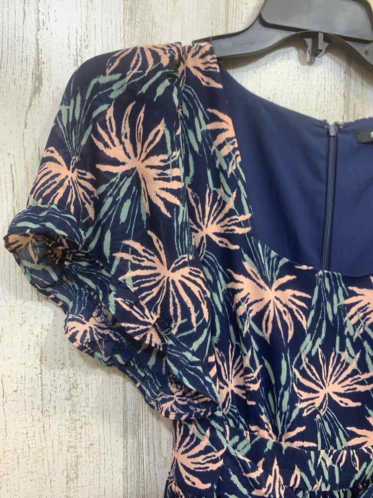 PRE-OWNED MADEWELL Dresses and Skirts Size S NAVY/PINK/GRN PALM FRONDS Dress/NAV