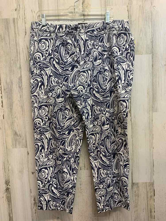 PRE-OWNED Size 12 TALBOTS BOTTOMS WHITE/NAVY Paisley CAPRI CAPRI/PERFECT CROP CA