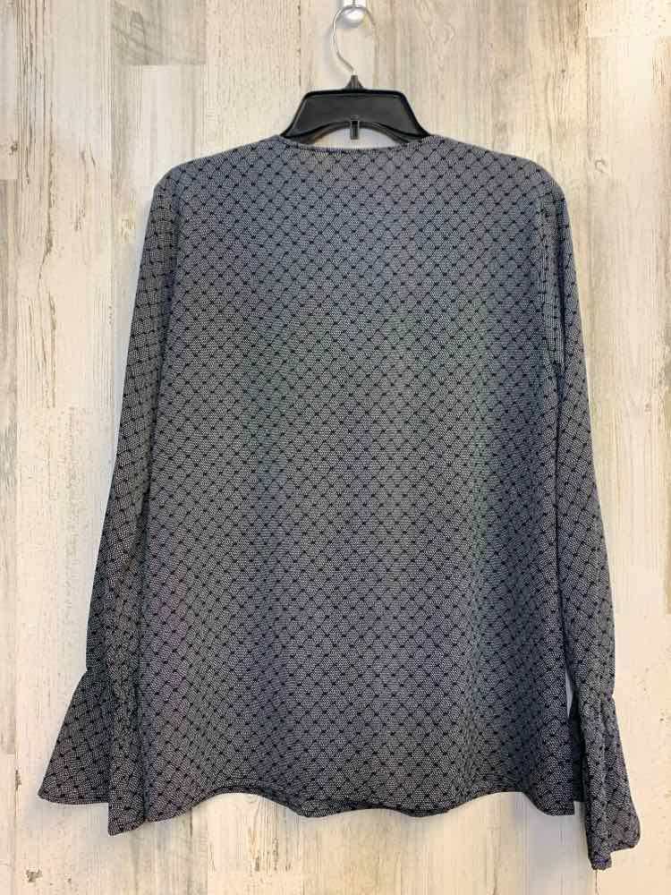 MICHAEL KORS Tops Size L BLACK/GRAY LATTICE LONG SLEEVES TOP