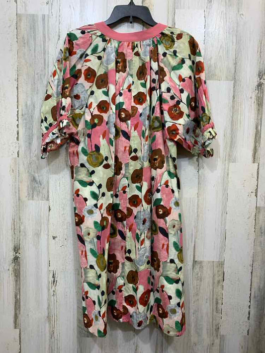 PRE-OWNED UMGEE Dresses and Skirts Size 1X CRM/MAUVE/GRN/RED Floral MIDI Dress