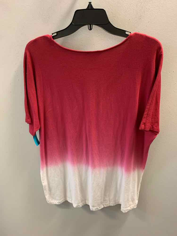 CHRISTOPHER & BANKS Tops Size M BURG/WHT TIE DYE SHORT SLEEVES TOP