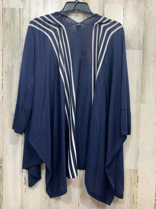 NWT ANNE KLEIN Tops Size L NAVY/WHITE STRIPES SHORT SLEEVES Cardigan/NAVY/WHITE