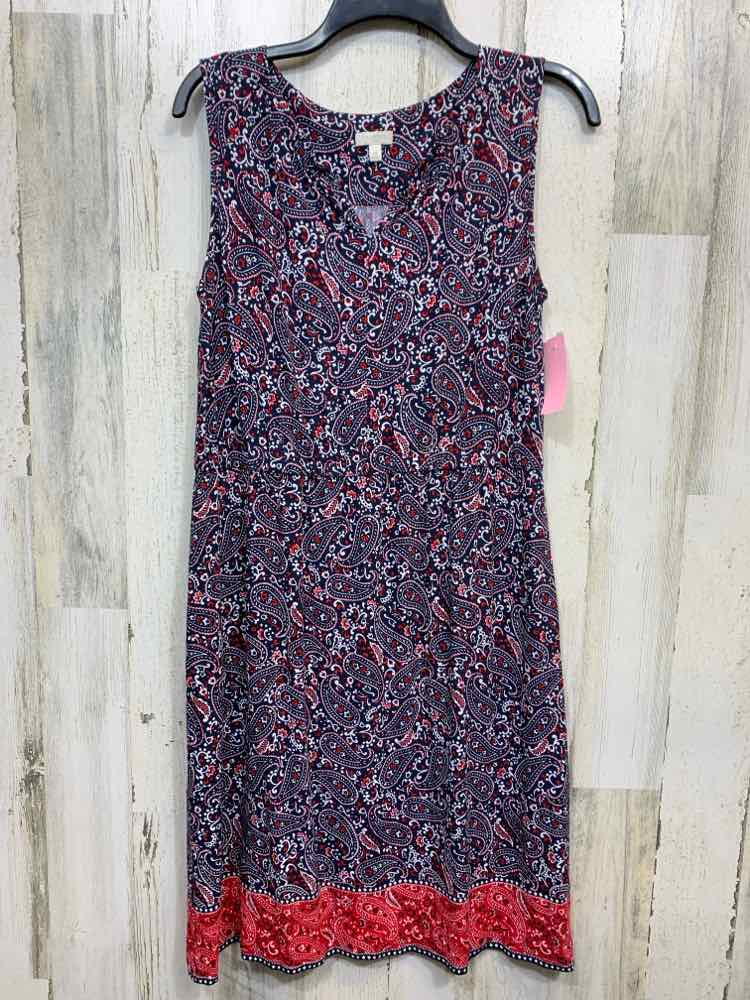 PRE-OWNED TALBOTS Dresses and Skirts Size 10 NAVY/WHITE/RED Paisley Dress/PAISLE