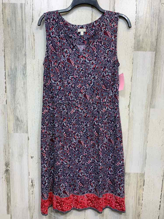 PRE-OWNED TALBOTS Dresses and Skirts Size 10 NAVY/WHITE/RED Paisley Dress/PAISLE