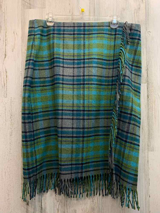 NWT J JILL Dresses and Skirts Size 16P TURQ/GRN/NVY Plaid PENCIL Skirt