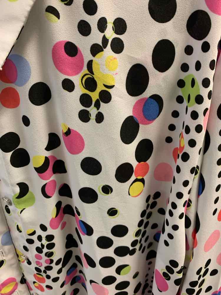 SLIM FABULOUS Tops Size M WHT/BLACK CIRCLES TOP