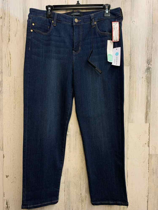 NWT Size 14 LIVERPOOL BOTTOMS Blue STRAIGHT LEG Pants/JEANS