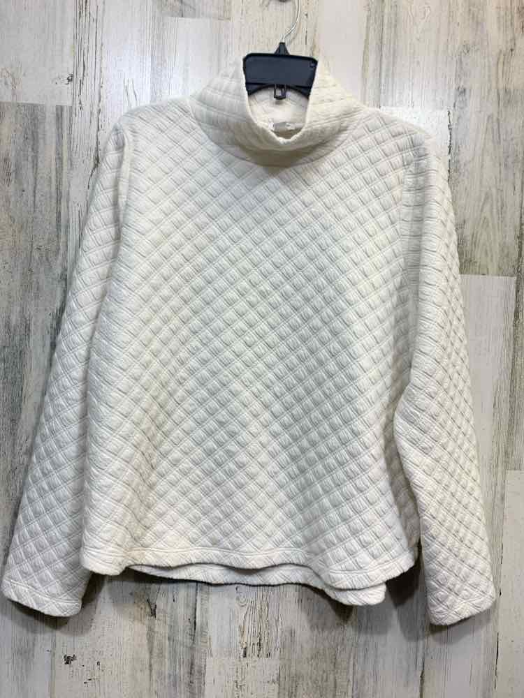 PRE-OWNED J CREW Tops Size L White QUILT HIGH NECK Sweater/WHITE HIGH NECK LONG