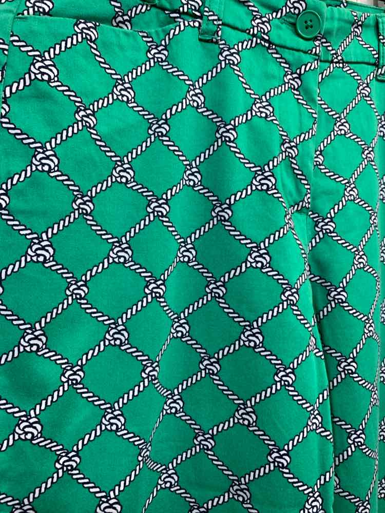 PRE-OWNED Size 4 TALBOTS BOTTOMS GREEN/WHITE/BLACK ROPE/CHAIN CAPRI Pants/CAPRI
