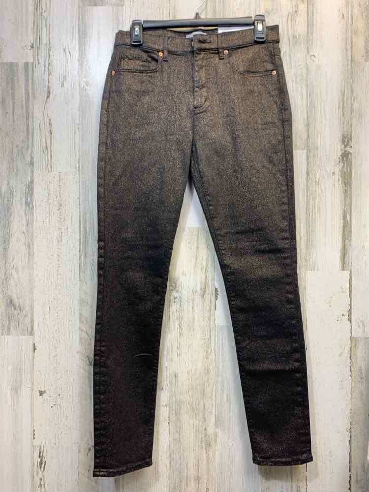 NWT  Size 6 LOFT BOTTOMS BLACK/GOLD SPARKLES JEANS Pants/BLACK & GOLD SPARK