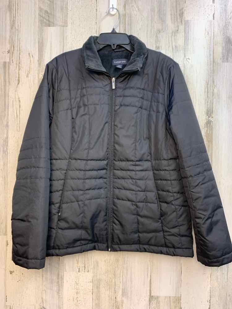 LANDS END JACKETS / COATS Size L Black PUFFER JACKET Jacket