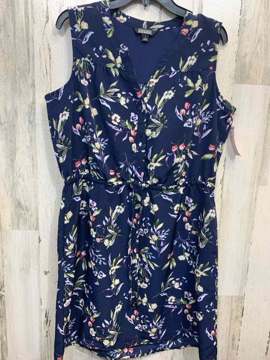 PRE-OWNED NICOLE MILLER Dresses and Skirts Size L NAVY/GRN/PRPL/RED Floral Dress