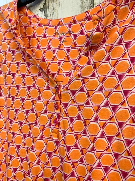 PRE-OWNED KIM ROGERS Tops Size S ORNG/PNK HEXAGON SLEEVELESS TOP