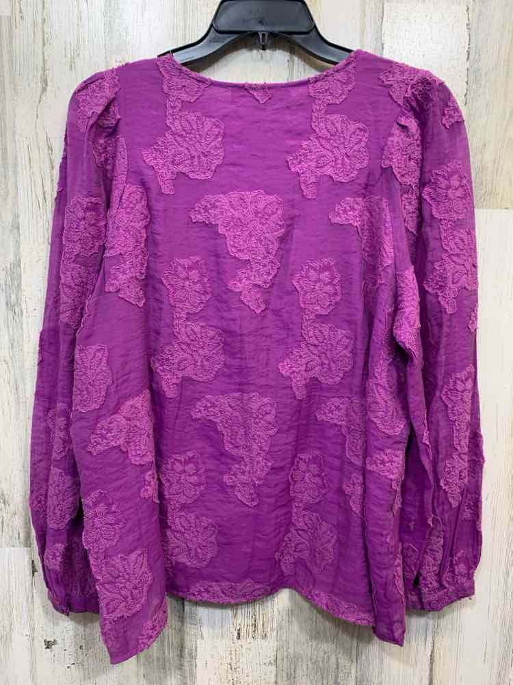 PRE-OWNED LOFT Tops Size LP Purple Floral LONG SLEEVES Blouse/PURPLE FLORAL LIGH