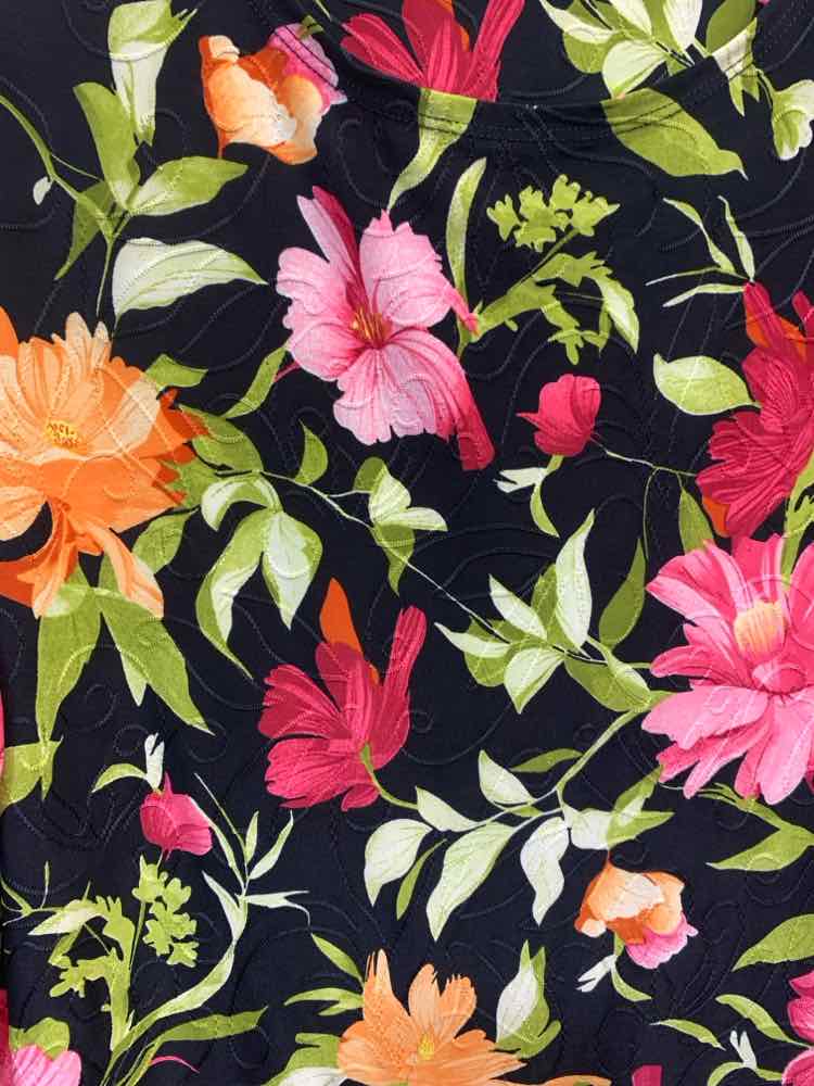 NWT JM COLLECTION Tops Size 1X BLK/PNK/ORG Floral 3/4 SLEEVE Blouse