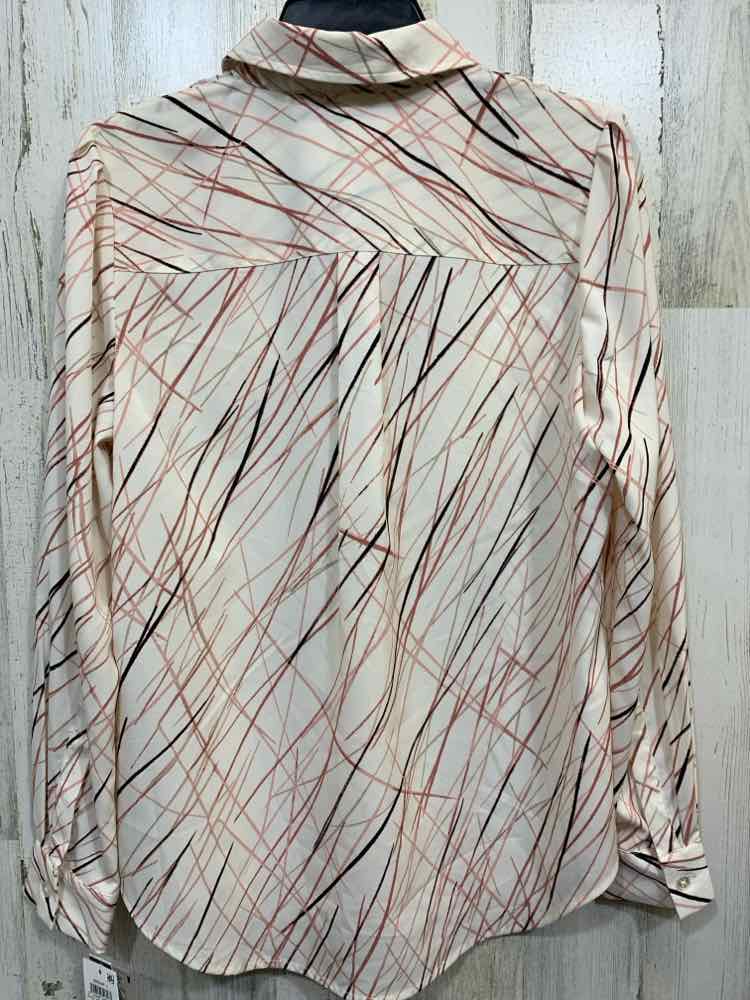 NWT BAR lll Size S Tops CRM/BLK/PINK STROKES LONG SLEEVES BUTTON UP SHIRT