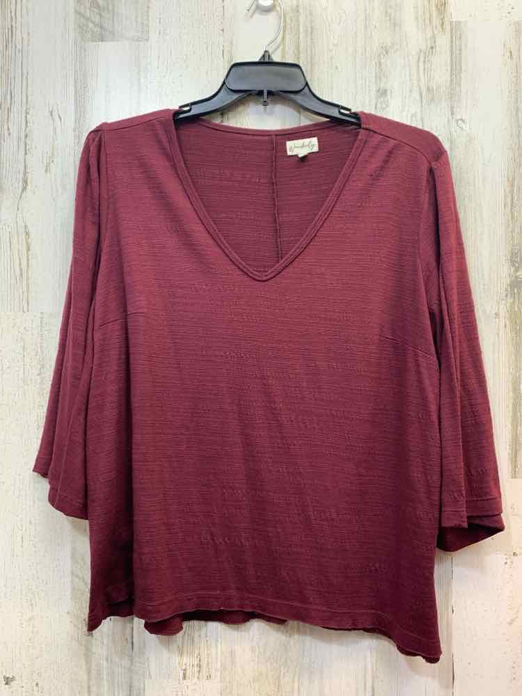 PRE-OWNED WONDERLY PLUS SIZES Size 2X Burgundy 3/4 LENGTH TOP/V NECK