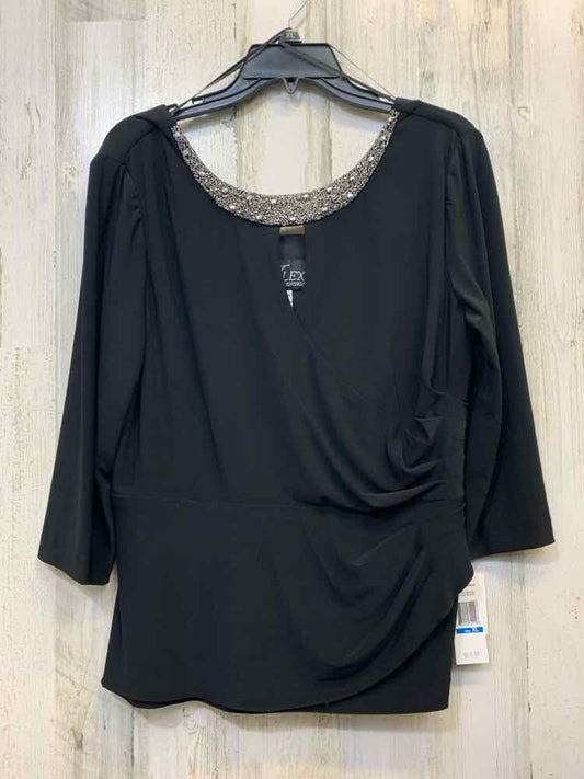 NWT ALEX EVENINGS Tops Size XL Black 3/4 LENGTH TOP