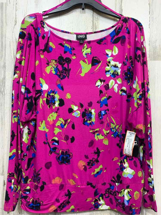 NWT INC Tops Size L FUS/GRN/BLUE/BLK Floral LONG SLEEVE Blouse