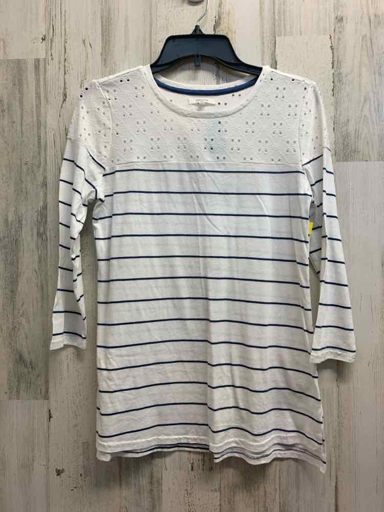 NWT MAURICES Tops Size XS WHITE/BLUE STRIPES 3/4 SLEEVE Shirt/3/4 SLEEVE TOP