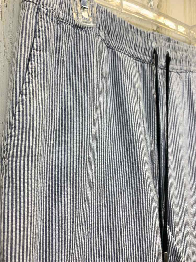 PRE-OWNED Size M APPLESEEDS BOTTOMS WHT/BLU Stripe Pants